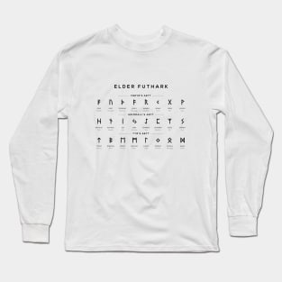 Elder Futhark Runes Alphabet Chart - White Long Sleeve T-Shirt